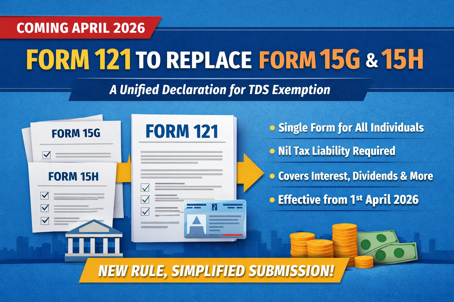 Form 121 Replaces Form 15G & 15H from April 2026: A Major Shift in TDS Compliance Framework