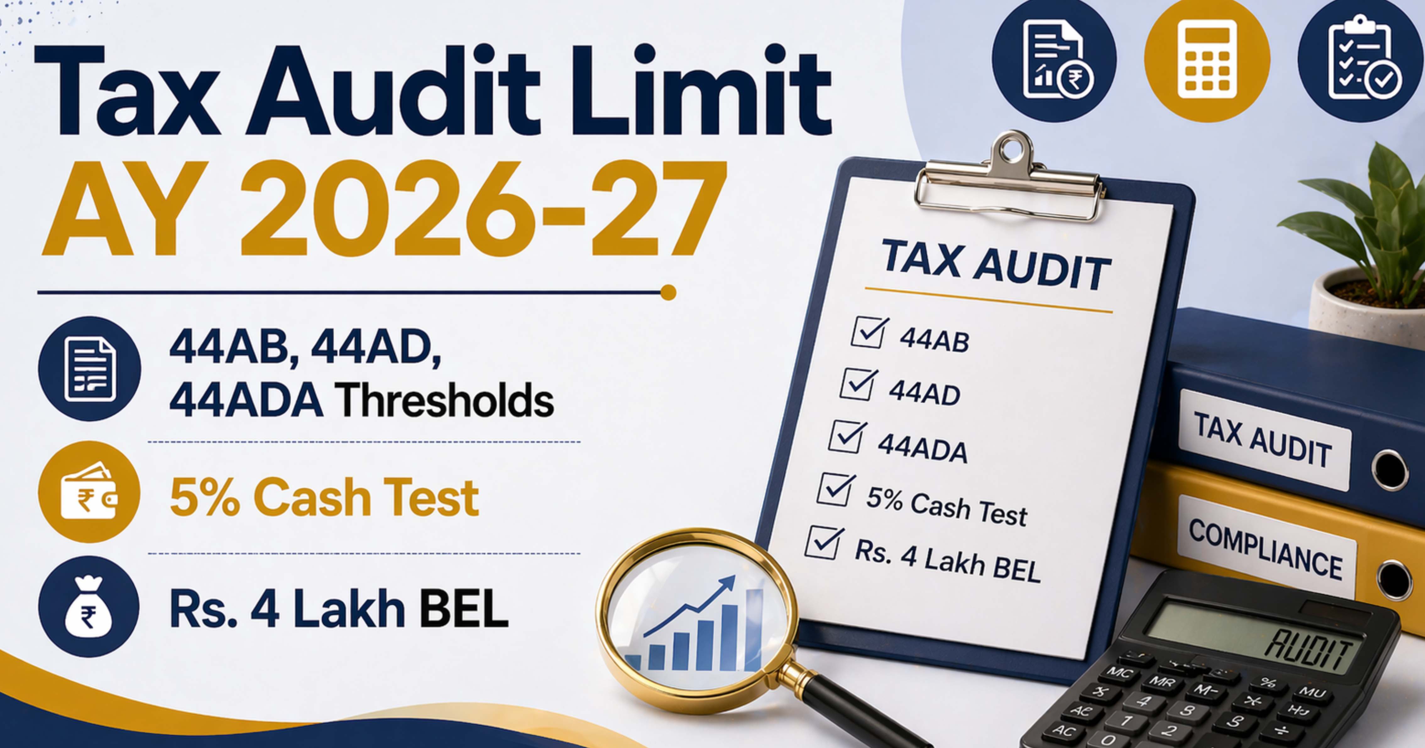 Tax Audit Limit AY 2026-27: Section 44AB, 44AD, 44ADA Thresholds, Cash-Receipts Test & Basic Exemption Limit Decoded