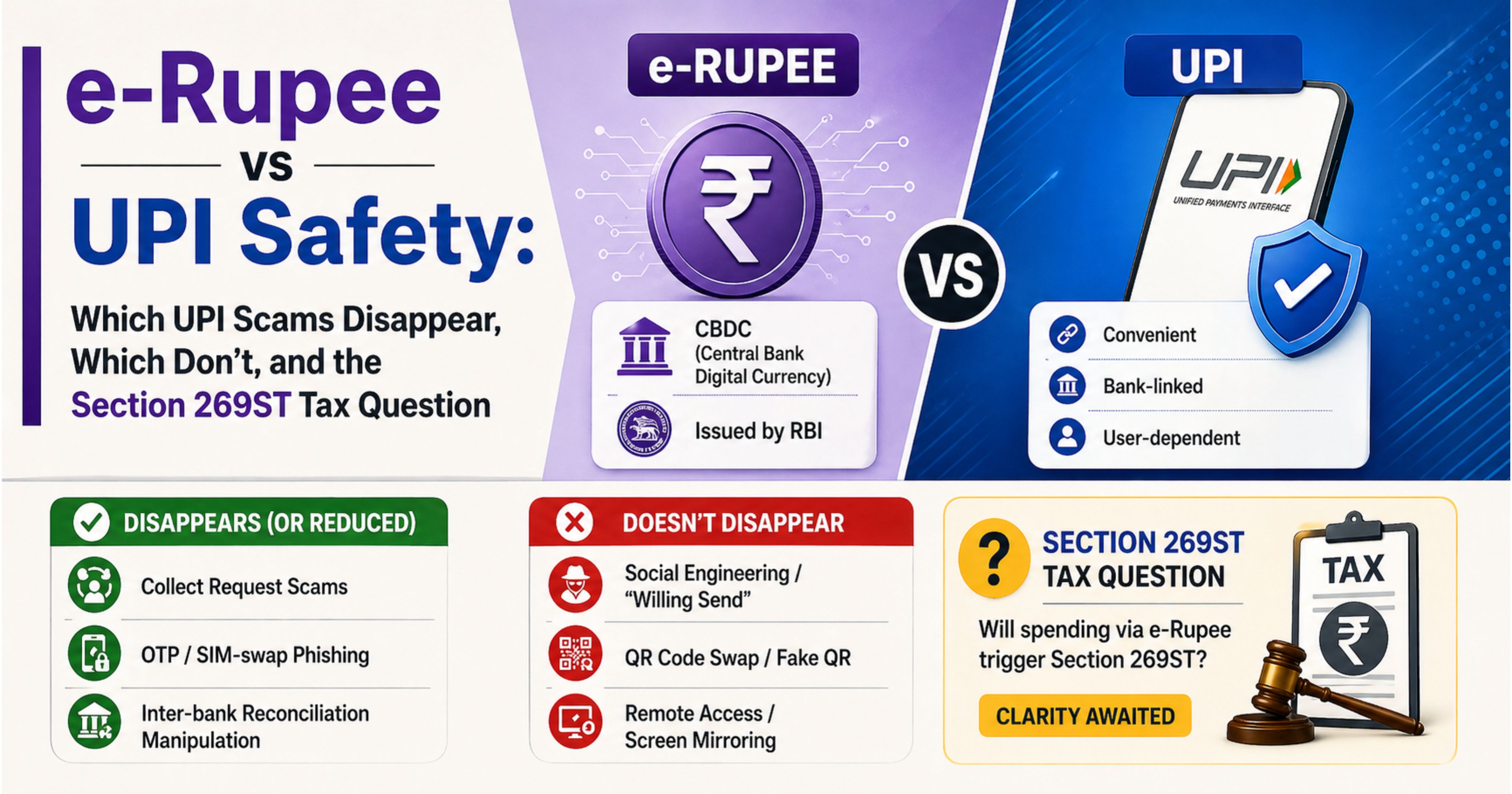 e-Rupee vs UPI: Is RBI's Digital Currency Actually Safer? Scam Vectors, Tax Treatment & Section 269ST Grey Zone