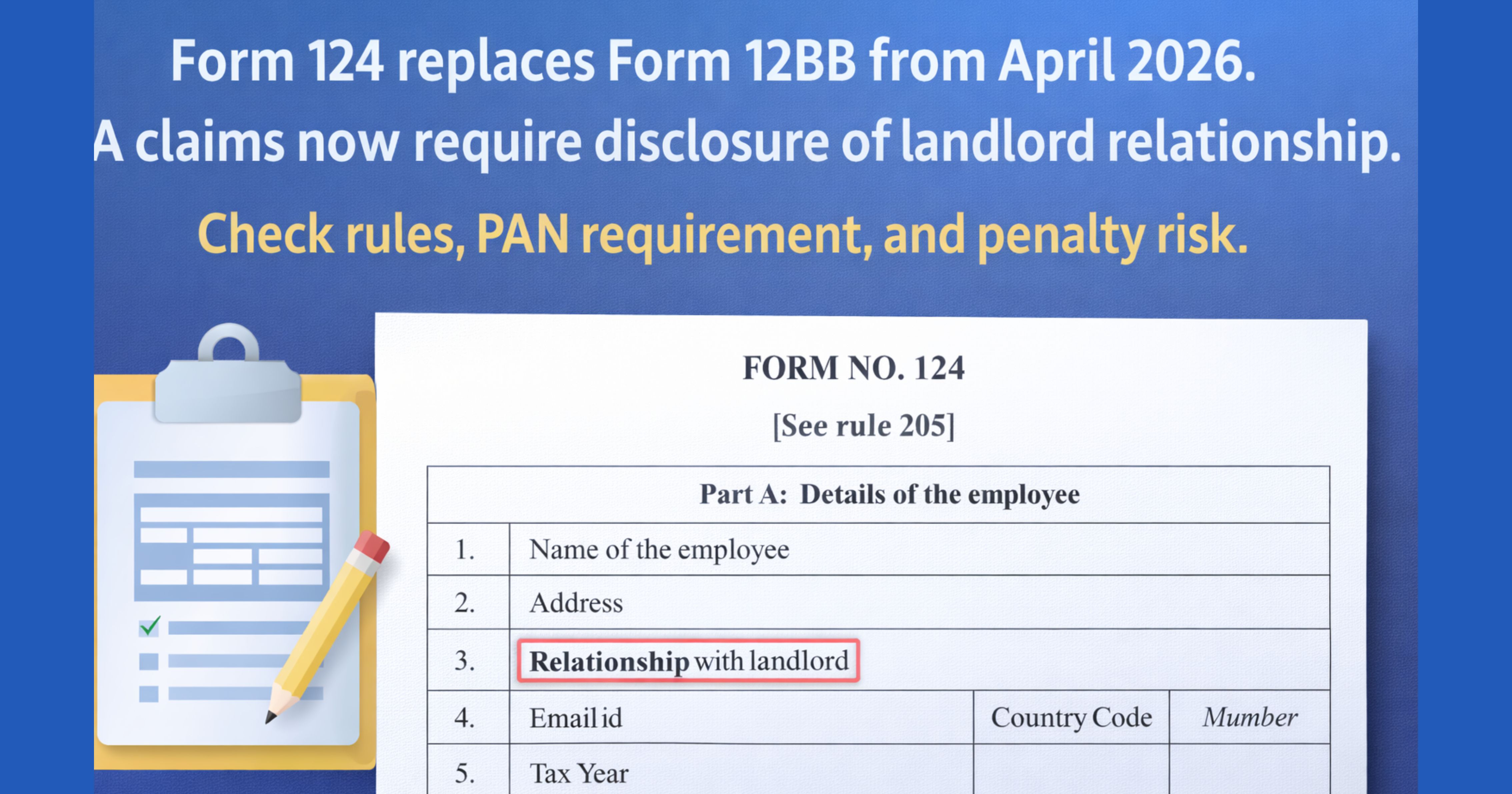 Form 124 HRA Rules 2026: Paying Rent to Parents Now Needs Relationship Disclosure