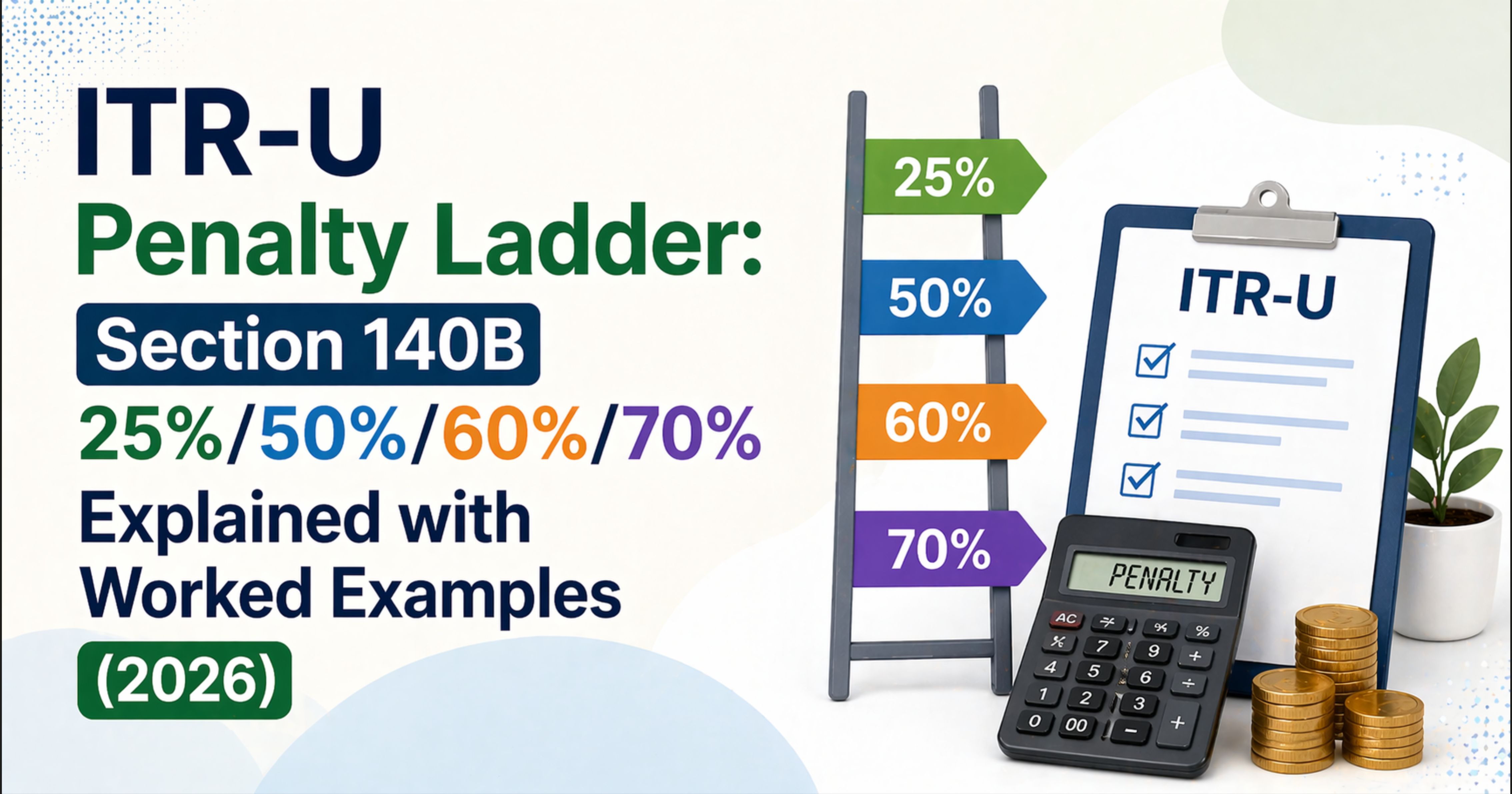 ITR-U Penalty Ladder: Section 140B 25%/50%/60%/70% Explained with Worked Examples (2026)